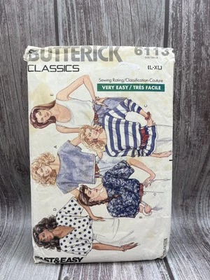 Butterick 6113 Misses Pullover Tops Tanks Variations Sz L-XL VTG 1988 Cut - Image 1 of 3