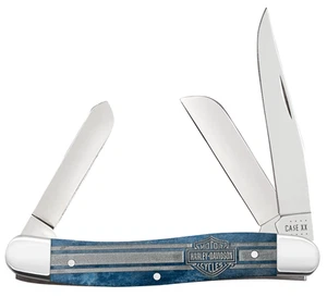 Case xx Harley-Davidson Stockman Navy Blue Bone 52230 Stainless Pocket Knife - Picture 1 of 4