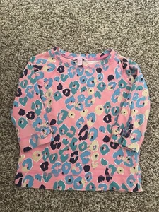 Lilly Pulitzer Corine Paws Off Leopard Pink Long Sleeve Shirt Size M Girls - Picture 1 of 3