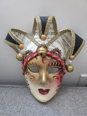 Handmade Venetian Mask Made In Venice Italy Red and gold - Image 1 of 4