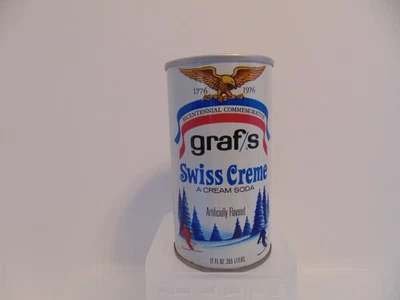 Vintage GRAFS SWISS CREME  Soda Pop Can - PULL TAB Straight Steel - MILWAUKEE WI - Image 1 of 4
