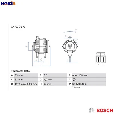 ALTERNATOR 0 986 080 430 FOR NISSAN SENTRA/II X-TRAIL/SUV PULSAR/VII ALMERA/Mk - Image 1 of 4