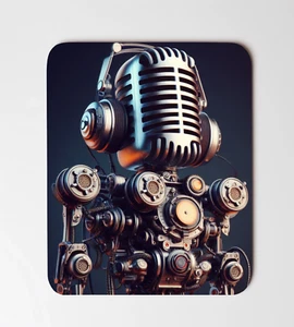 A Vintage Microphone Robot Desk Mouse Pad 8"x9.5" Non Slip Rectangle Mousepad - Picture 1 of 1