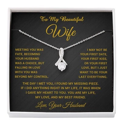 To My Wife Necklace, Gift For Wife, Anniversary Gift For Wife, Necklace For Wife - Image 1 of 4