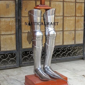 Medieval Armor LARP Leg Armor, Knees, Greaves / Sabaton Halloween Leg Guard GIFT - Picture 1 of 3
