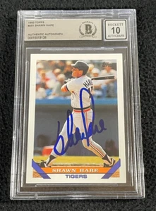 Tarjeta Topps 1993 firmada por Shawn Hare #491 certificado BAS grado automático 10 Tigres - Imagen 1 de 2