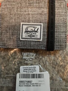 Herschel Charlie Rfid Card Case Wallet Raven Crosshatch Style - Picture 1 of 2