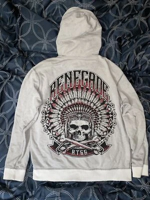 route 66 live fast affliction style hoodie size xl native american skull y2k - Image 1 of 4