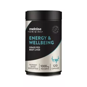 New Melrose Origins Energy & Wellbeing 120 Capsules Grass Fed Beef Liver 1000mg - Picture 1 of 3