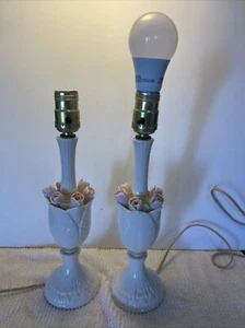 Porzellan Lampen Rosen Vintage Japan Capodimonte Stil Boudoir Landhaus LESEN 50er - Bild 1 von 16