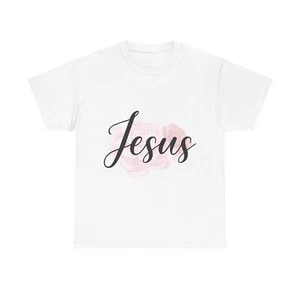 Camiseta Jesus Roses Flores Cristiana Unisex Algodón Pesado - Imagen 1 de 21