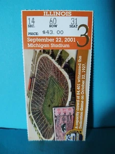 ILLINOIS at MICHIGAN 2001 Football Ticket Stub  - Bild 1 von 3