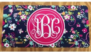 Monogram License Plate Blue Floral Personalized Car Tag New - Picture 1 of 1
