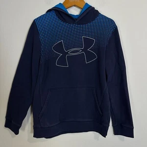 Under Armour ColdGear Threadborne Pullover Hoodie Youth Boys L Navy Blue - Picture 1 of 7