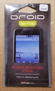 3 Pack Display Protectors 1 Screen Wipe Fits DROID Eris By HTC Verizon Wireless - Picture 1 of 2