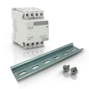 Shopcorp 60A 4 Pole Normally Open Contactor - 110-120V Coil, Rail and 2 Screws - Picture 1 of 4