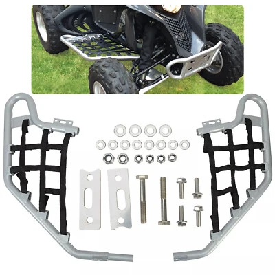 For Honda TRX 700XX 2008-2009 Foot Rest Aluminium Silver Nerf Bars W/Black Nets — 第 1/4 张图片