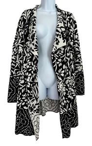 ISAAC MIZRAHI LIVE! Damen Größe L langärmeliger Cardigan Pullover schwarz/weiß A-5 - Bild 1 von 11