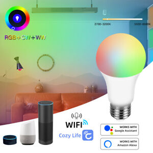 E27 Wifi Smart LED light Bulb 18W RGBCW Dimmable for Alexa/Google Cozylife APP