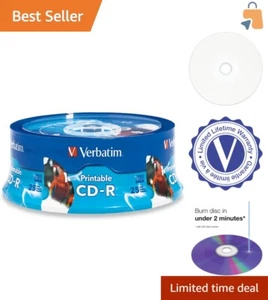 Professional Inkjet Printable 700MB CD-Rs - 25 Pack, 80 Minutes, Archival Life - Picture 1 of 10