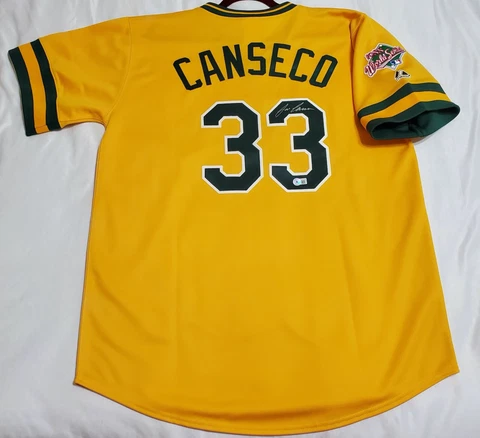 AUTHENTIC MAJESTIC LARGE JOSE CANSECO OAKLAND A'S SIGNED COOPERSTOWN JERSEY 6240 Cover