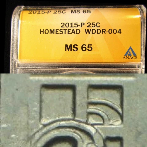 DOUBLED DIE WDDR-004 2015 HOMESTEAD ANACS MS65 #2059 Cover