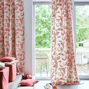 "stoffdesign!" 2 Meter VIALLON* SALE % Stoff bestickt Leinen Gardine orange JAB - Bild 1 von 9