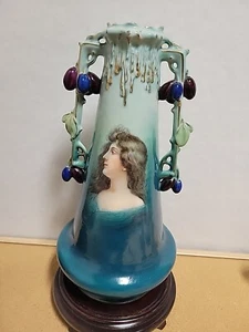 Royal Vienna Vase Lady Portrait Early 20th C Hand Painted Porcelain Crown Mark - Picture 1 of 10