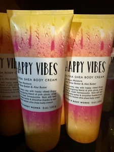 BATH & Body WORKS Happy VIBES Ultra SHEA Cream LOTION Pear CITRUS Original 8oz - Picture 1 of 4