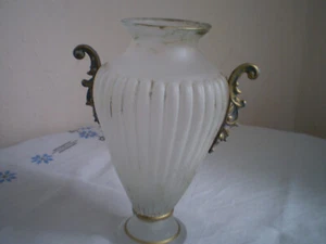 Retro vase amphora matte glass with gilded ornaments - Bild 1 von 13