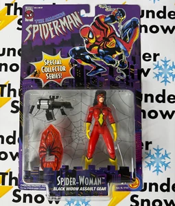 ⚡️❄️ Marvel Comics Spiderman Action Figures Sealed 1996 Black Widow Assault Gear - Picture 1 of 2