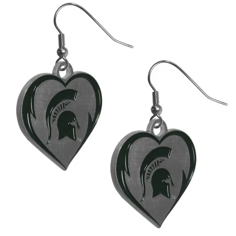 Michigan State Spartans NCAA Heart Dangle Earrings FREE SHIP Cover