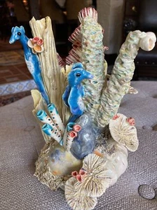 Ceramica gettata porcellana albero di mele Ayenne scultura mare profondo cavalluccio marino corallo - Foto 1 di 18