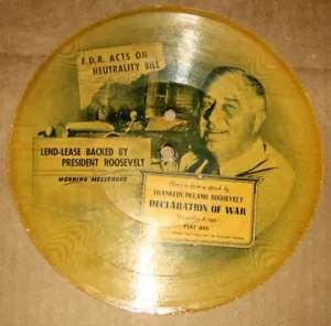 Vintage 1941 FDR Franklin Roosevelt Speeches,Vinyl,78 RPM Record,War,Lend-Lease - Picture 1 of 2