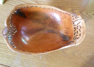 Neal DeVore Hand Carved Wooden Burl Plum Bowl Decorative Edging 9"x 6"x 7" - Picture 1 of 7