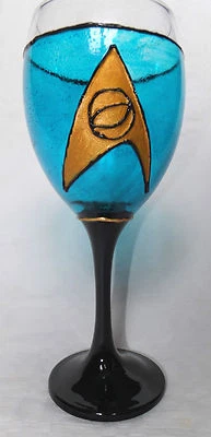 Star Trek TOS Wine Gin Beer Glass Trekkie Original Insignias Sci-fi Geek Nerd - Image 1 of 4