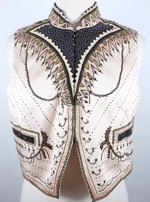 Nuevo ETRO 48 US 12 Chaleco Chaleco Chaqueta Embellecido Seda $2680 Patrón Chevron Foto 1 de 4