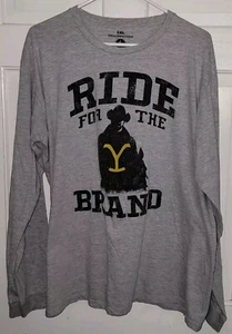 YELLOWSTONE DUTTON RANCH gray Poly Cotton RIDE FOR THE BRAND Logo T-shirt 2XL - Picture 1 of 5