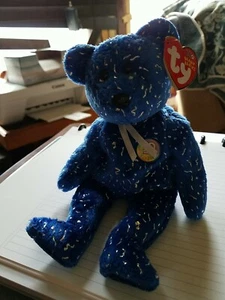 Decade Ty Bear Plush 10-Year Anniversary Beanie Baby 2002 Blue - Picture 1 of 1