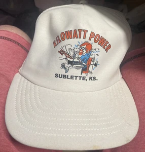 Vintage JF Beaver B&B ADV. Cappello da camionista Kilowatt Power, Sublette, Kansas Snapback - Foto 1 di 6