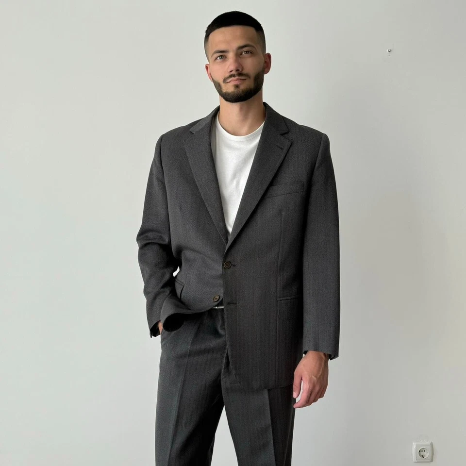 Vintage 1960s Austrian Style Men's Single Breasted HBT Two Button Suit SIZE M/L - Image 1 of 4