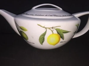 QUEEN'S FEINES BONE CHINA "FRUITS DU SOLEIL" MUSTER 3 1/8" HOCH, 3 TASSEN TEEKANNE - Bild 1 von 11