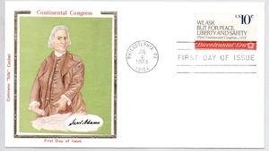 #1544 FIRST CONTINENTAL CONGRESS, JOHN ADAMS, BICENTENNIAL ERA COLORANO SILK FDC - Picture 1 of 1