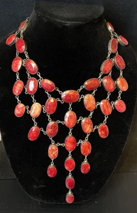 Vintage Sterling Silber unbehandelt Rubin Latz Statement Halskette 230 g - Bild 1 von 16