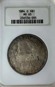 1884 O- Morgan Dollar: NGC MS65 *OLD SLAB!* *BEAUTIFUL and Unique Toning* - Picture 1 of 5