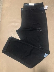 Old Navy Womens Mid-Rise Rockstar Super Skinny Distressed Black Jean Size 14 S - Picture 1 of 7