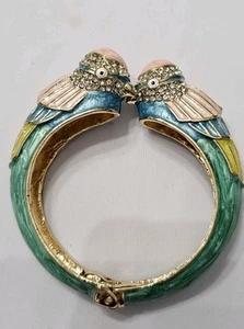 Pastell Emaille Farbe Papageien Armreif Armband mit Strass.  AR - Bild 1 von 13