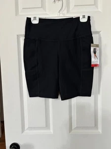 Pantalones Cortos de Motociclista Mondetta High-Rise Acanalados M Nailon Reciclado y Spandex Negros Nuevos con Etiquetas - Imagen 1 de 8