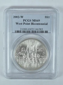 2002-W West Point Commemorative Dollar MS69 PCGS Blue Label - Picture 1 of 5
