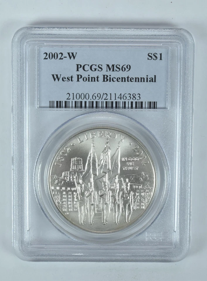 2002-W West Point Commemorative Dollar MS69 PCGS Blue Label - Image 1 of 4